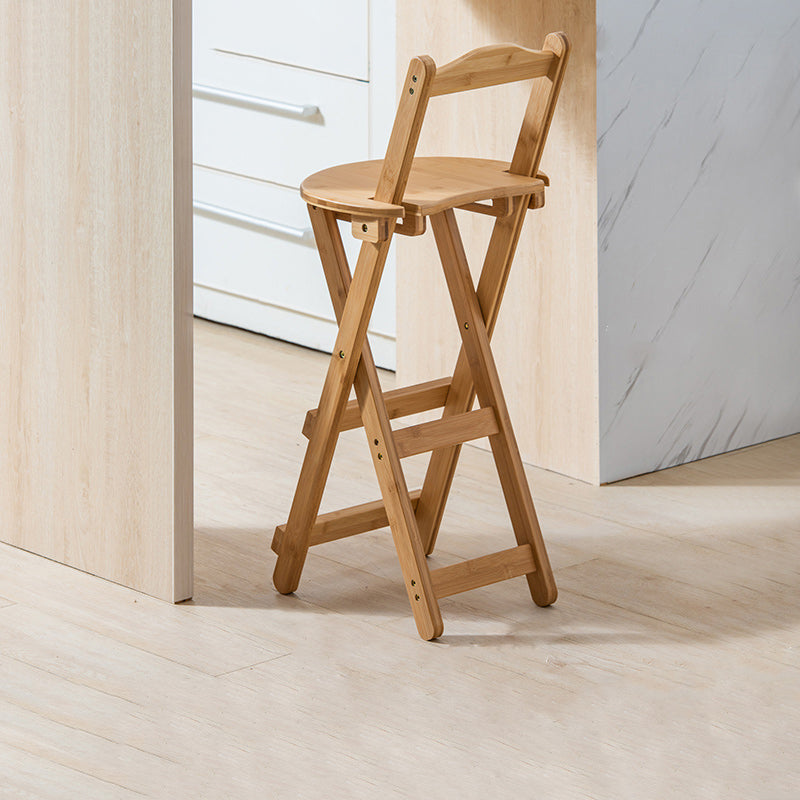 Modern Backrest Folding Counter Stool Wood Restaurant Bar Stool with Footrest