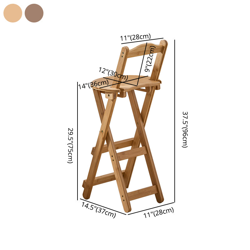 Modern Backrest Folding Counter Stool Wood Restaurant Bar Stool with Footrest
