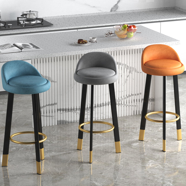 Taburete de bar sin brazos con respaldo moderno, taburete de bar de acero para cajero con cojín y reposapiés