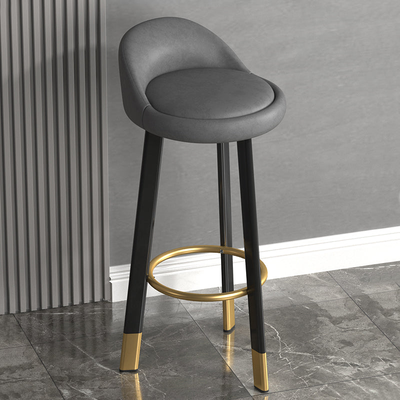 Taburete de bar sin brazos con respaldo moderno, taburete de bar de acero para cajero con cojín y reposapiés