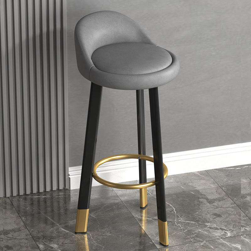Taburete de bar sin brazos con respaldo moderno, taburete de bar de acero para cajero con cojín y reposapiés