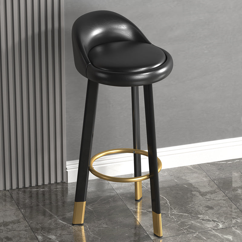 Taburete de bar sin brazos con respaldo moderno, taburete de bar de acero para cajero con cojín y reposapiés