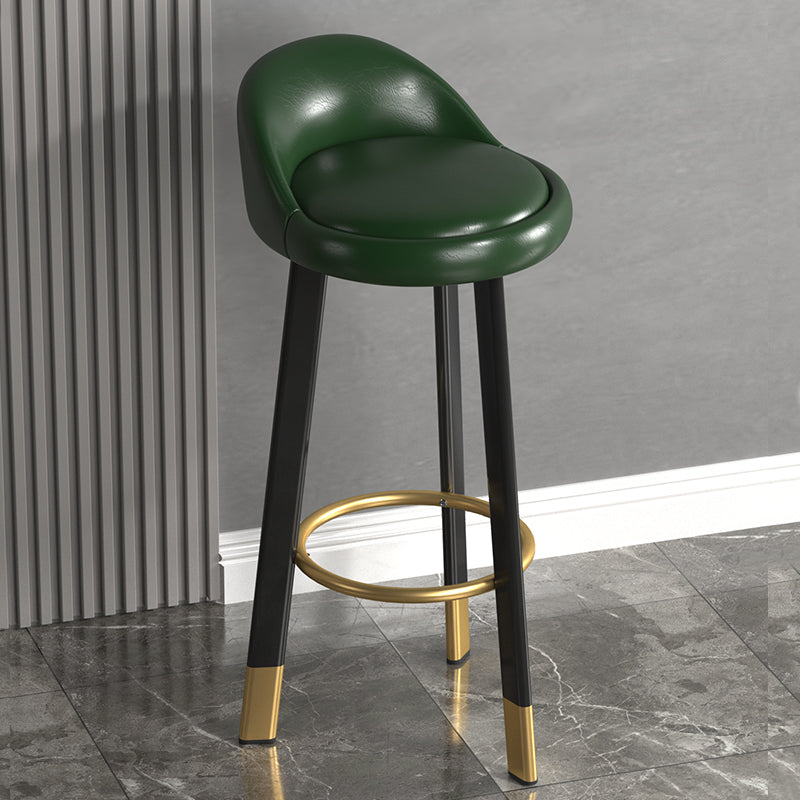 Taburete de bar sin brazos con respaldo moderno, taburete de bar de acero para cajero con cojín y reposapiés