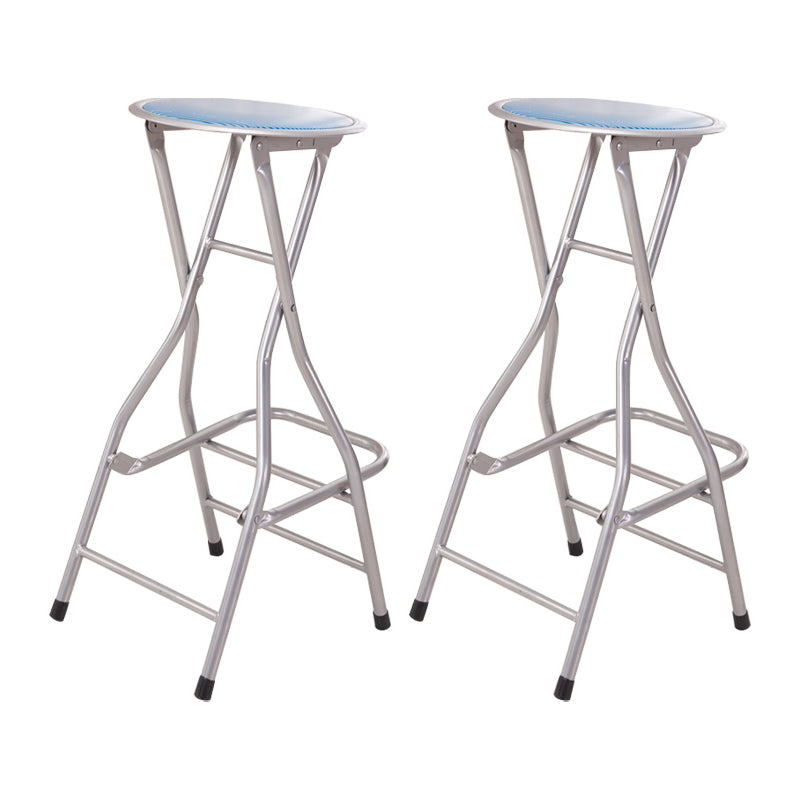 Taburete de bar plegable redondo con respaldo bajo de acero moderno para bar