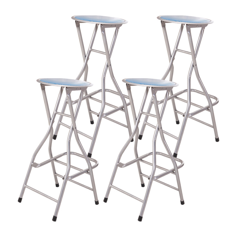 Taburete de bar plegable redondo con respaldo bajo de acero moderno para bar
