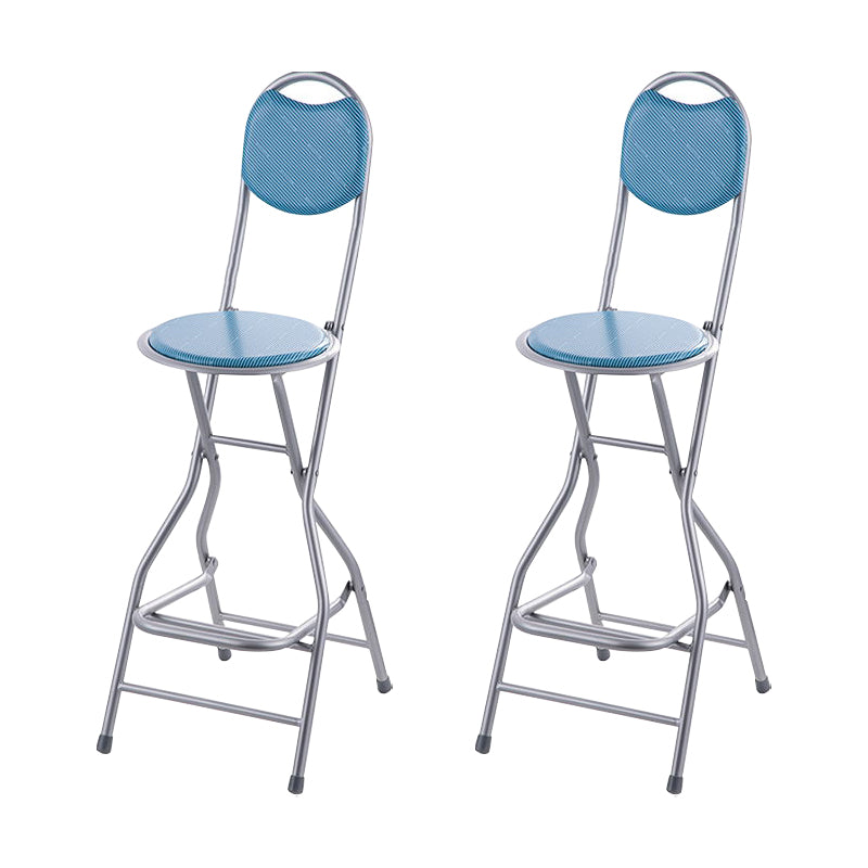 Taburete de bar plegable redondo con respaldo bajo de acero moderno para bar