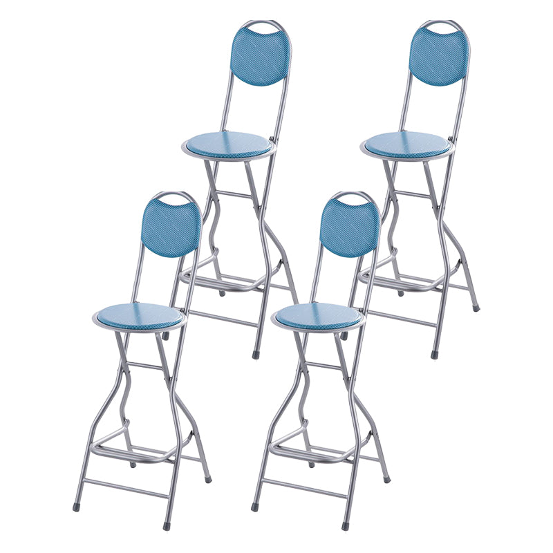 Taburete de bar plegable redondo con respaldo bajo de acero moderno para bar