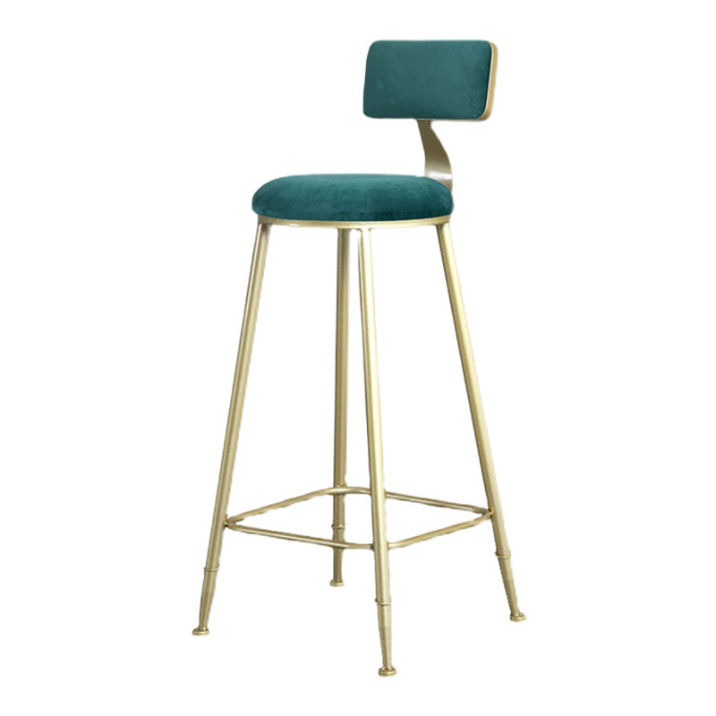 Glamour-Barhocker ohne Armlehnen, Barhocker aus Eisen mit Rückenlehne und Wildlederkissen