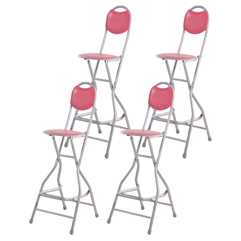 Modern Folding Armless Counter Stool Iron Cashier Bar Stool with Footrest