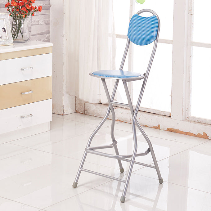 Modern Folding Armless Counter Stool Iron Cashier Bar Stool with Footrest