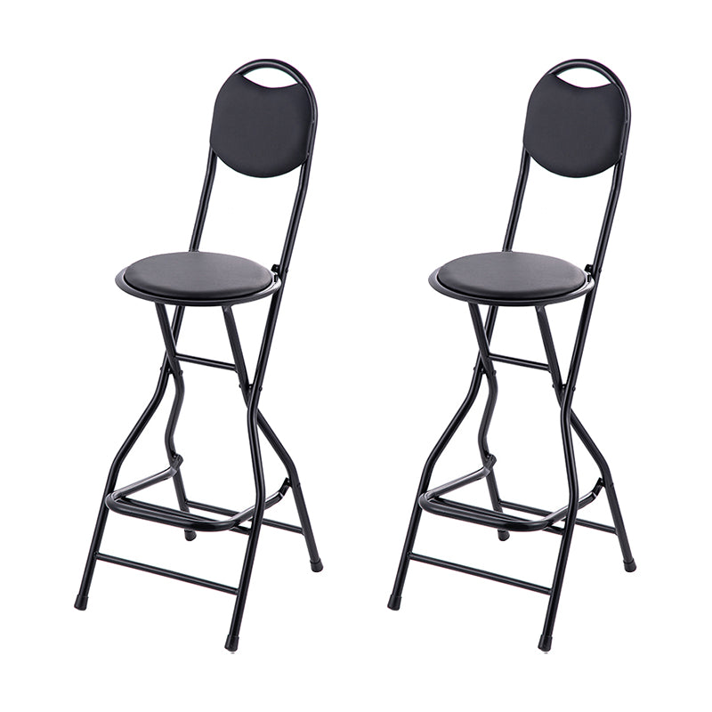 Modern Folding Armless Counter Stool Iron Cashier Bar Stool with Footrest