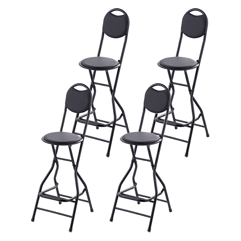 Modern Folding Armless Counter Stool Iron Cashier Bar Stool with Footrest