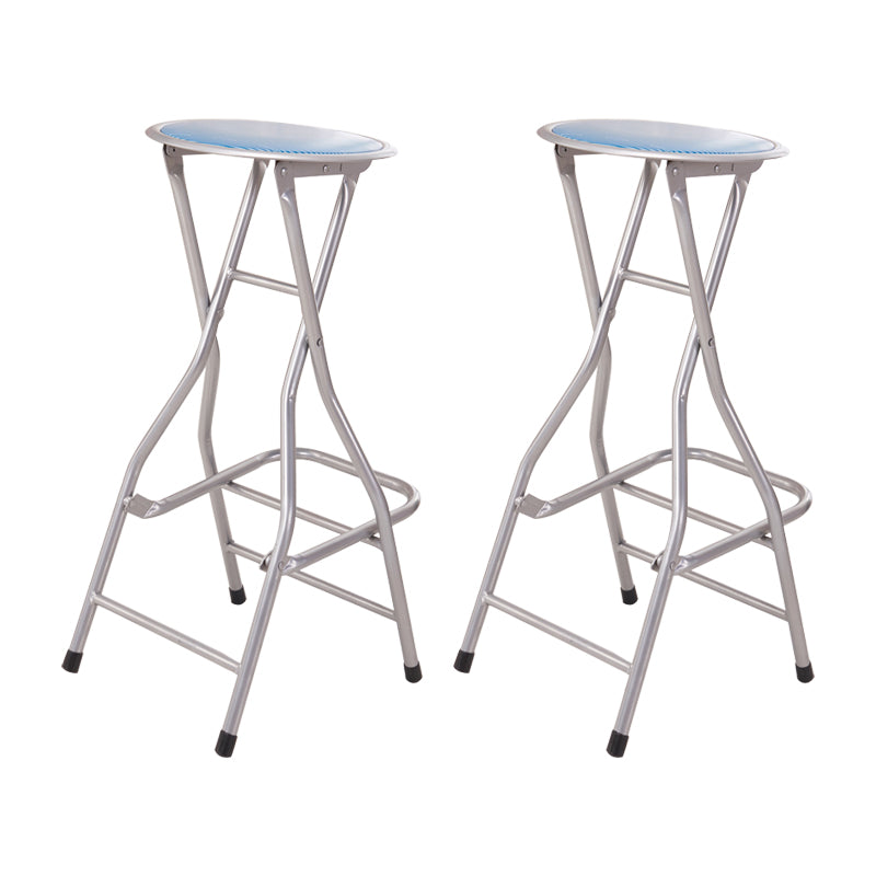 Modern Folding Armless Counter Stool Iron Cashier Bar Stool with Footrest