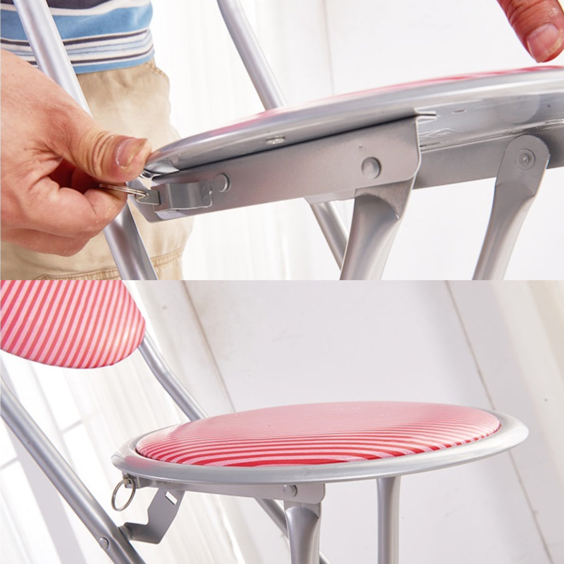 Modern Folding Armless Counter Stool Iron Cashier Bar Stool with Footrest