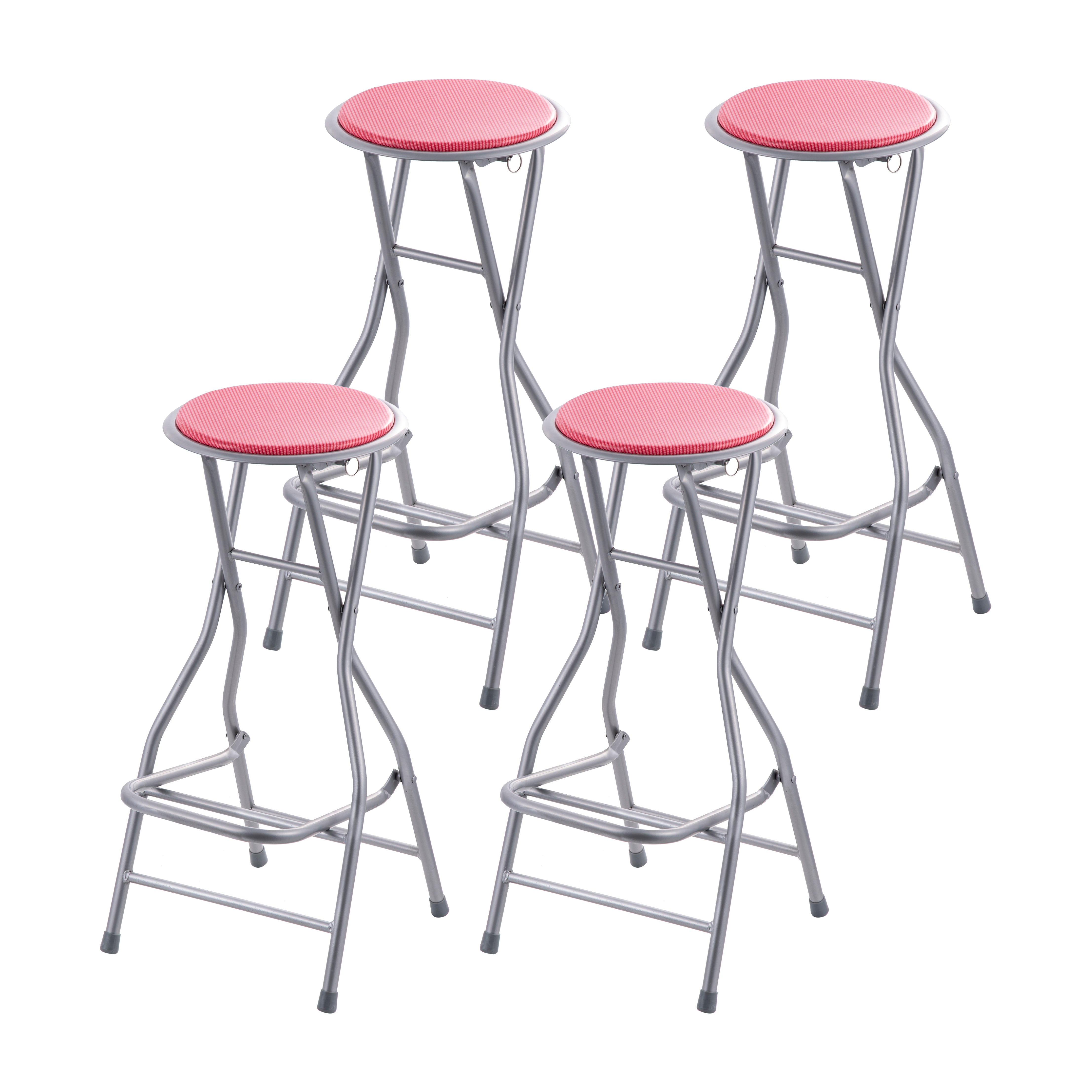 Modern Folding Armless Counter Stool Iron Cashier Bar Stool with Footrest