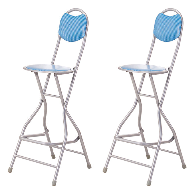 Modern Folding Armless Counter Stool Iron Cashier Bar Stool with Footrest