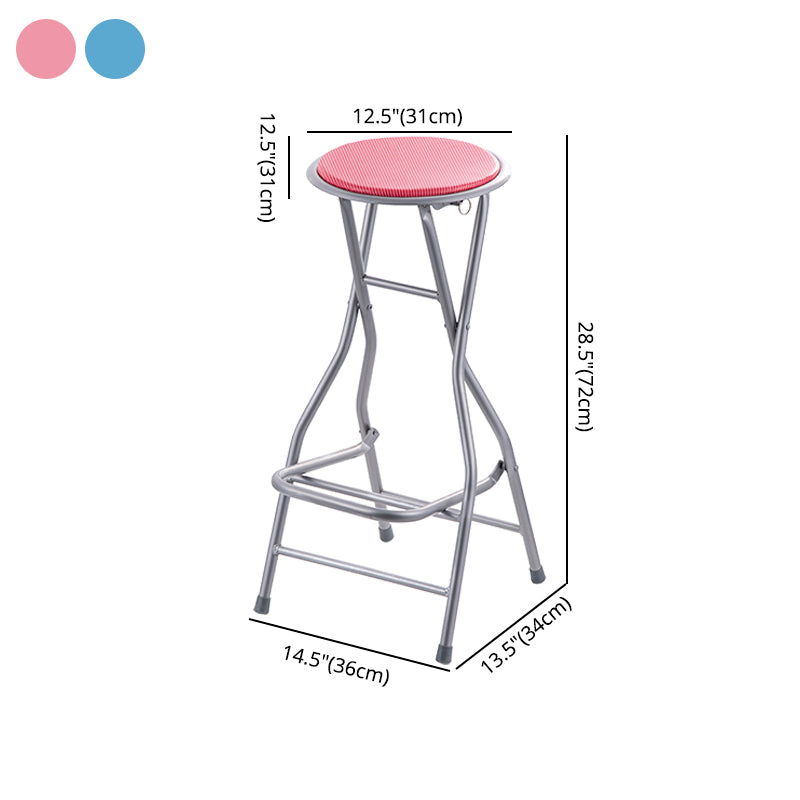 Modern Folding Armless Counter Stool Iron Cashier Bar Stool with Footrest