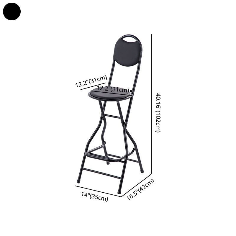 Modern Folding Armless Counter Stool Iron Cashier Bar Stool with Footrest
