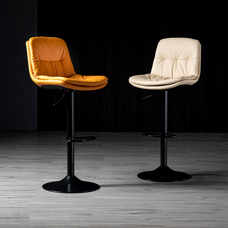 Iron Footrest Bar Stool Low Back Indoor Modern Adjustable Counter-height Stool