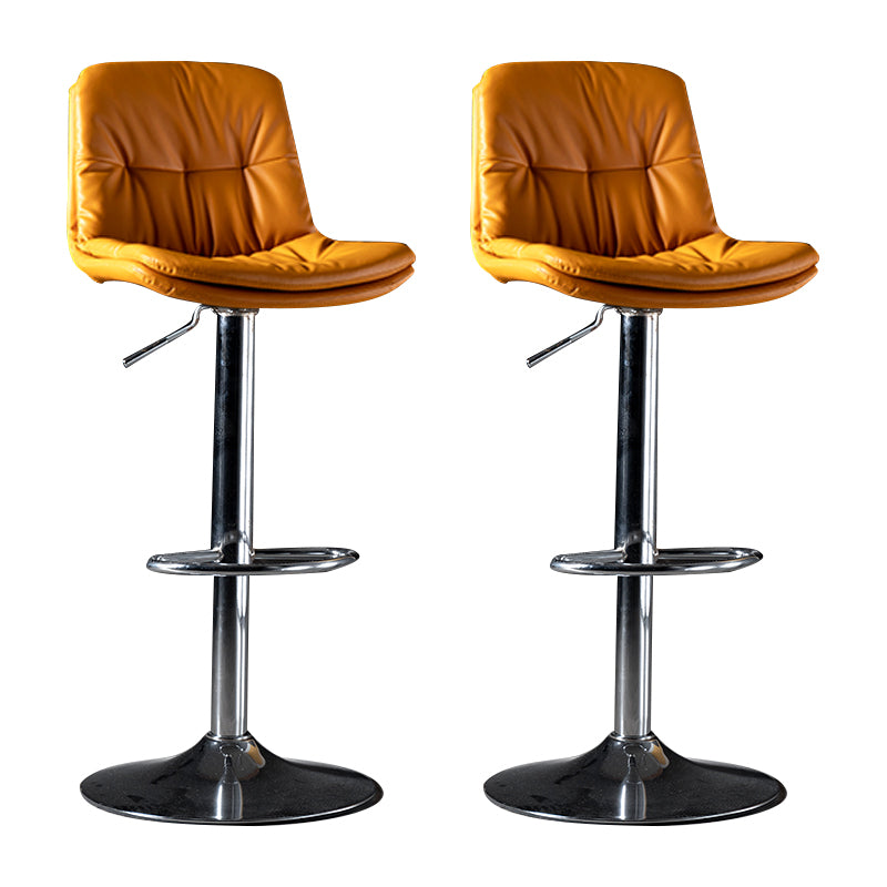 Iron Footrest Bar Stool Low Back Indoor Modern Adjustable Counter-height Stool