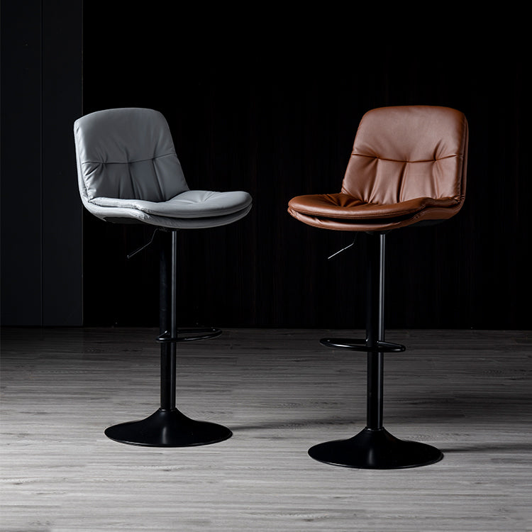 Iron Footrest Bar Stool Low Back Indoor Modern Adjustable Counter-height Stool