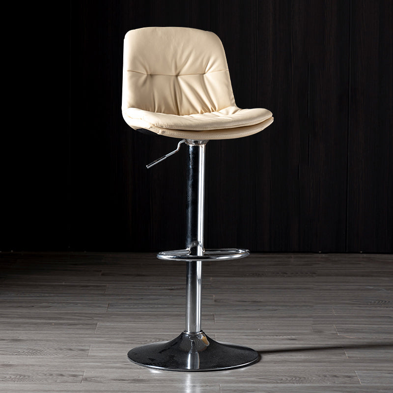 Iron Footrest Bar Stool Low Back Indoor Modern Adjustable Counter-height Stool
