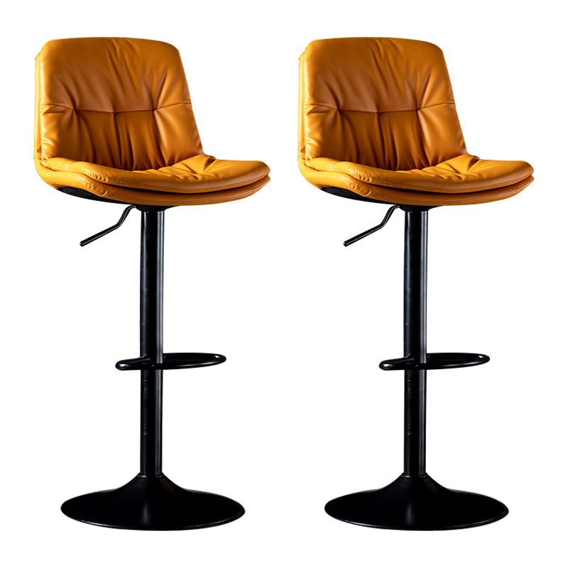 Iron Footrest Bar Stool Low Back Indoor Modern Adjustable Counter-height Stool