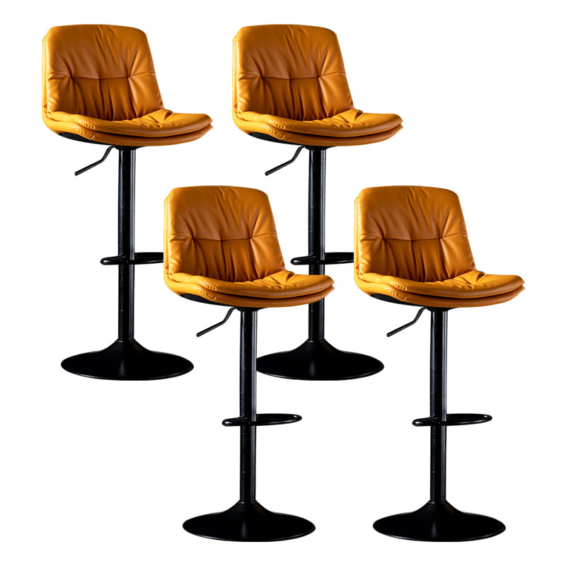 Iron Footrest Bar Stool Low Back Indoor Modern Adjustable Counter-height Stool