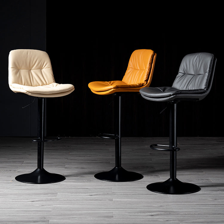 Iron Footrest Bar Stool Low Back Indoor Modern Adjustable Counter-height Stool