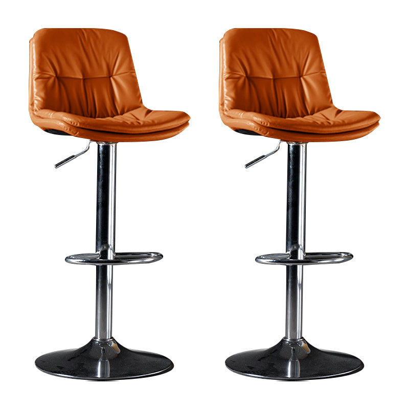 Iron Footrest Bar Stool Low Back Indoor Modern Adjustable Counter-height Stool