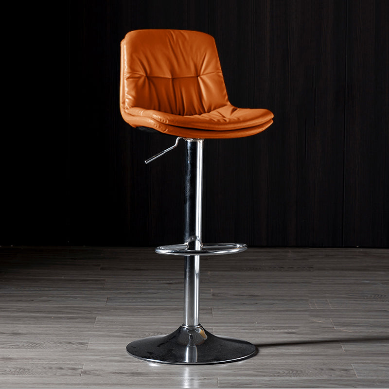 Iron Footrest Bar Stool Low Back Indoor Modern Adjustable Counter-height Stool