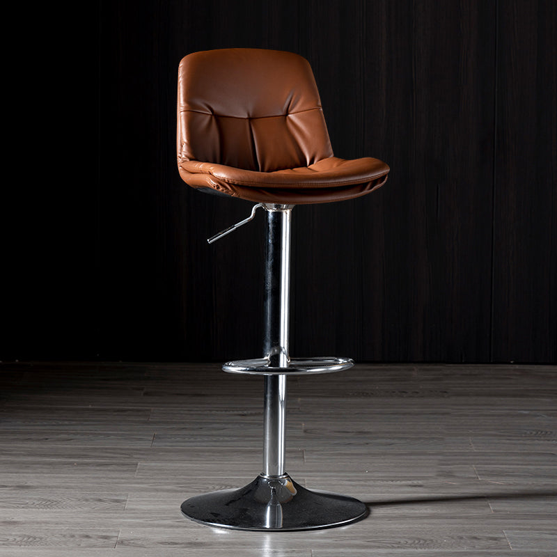 Iron Footrest Bar Stool Low Back Indoor Modern Adjustable Counter-height Stool