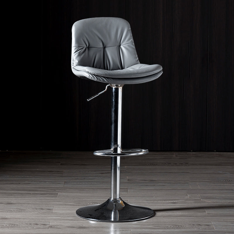 Iron Footrest Bar Stool Low Back Indoor Modern Adjustable Counter-height Stool