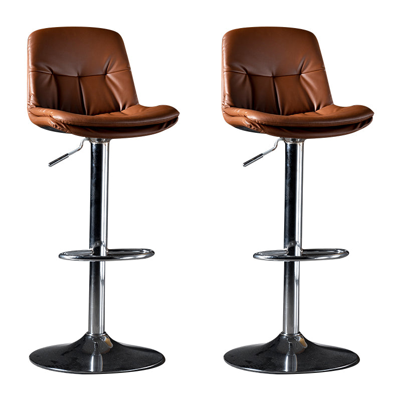 Iron Footrest Bar Stool Low Back Indoor Modern Adjustable Counter-height Stool
