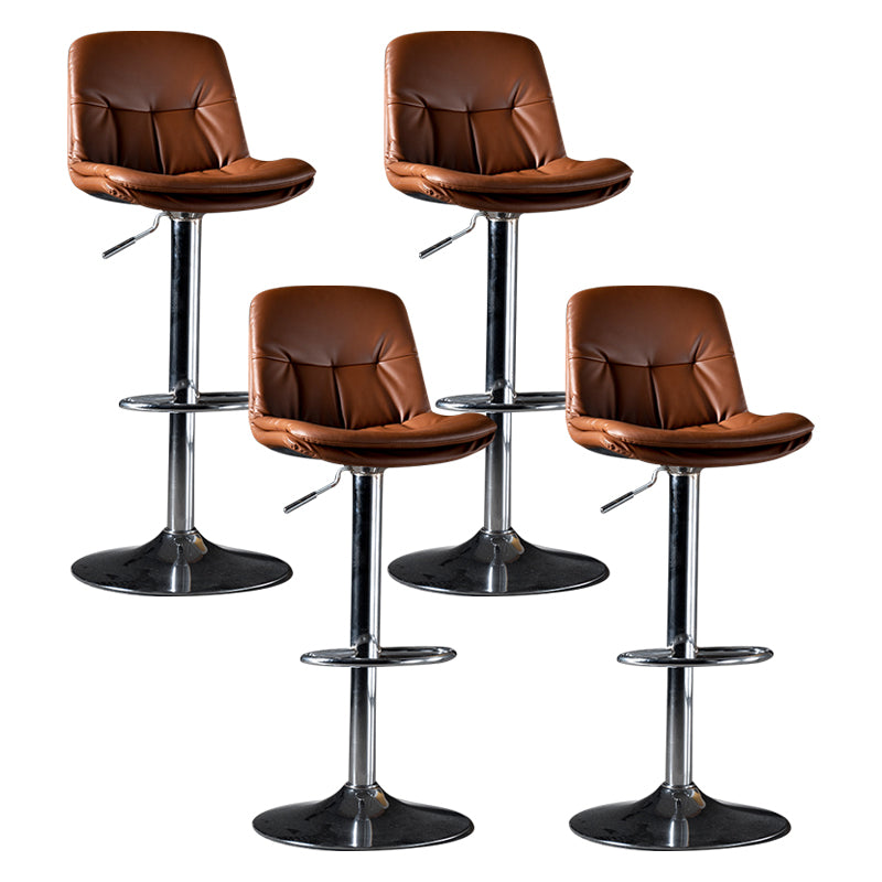 Iron Footrest Bar Stool Low Back Indoor Modern Adjustable Counter-height Stool