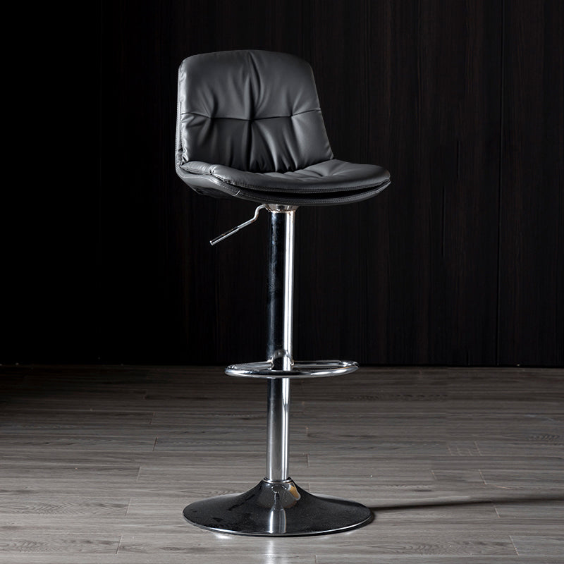 Iron Footrest Bar Stool Low Back Indoor Modern Adjustable Counter-height Stool
