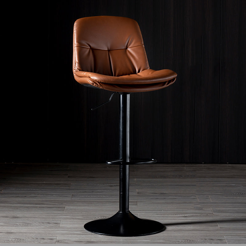 Iron Footrest Bar Stool Low Back Indoor Modern Adjustable Counter-height Stool