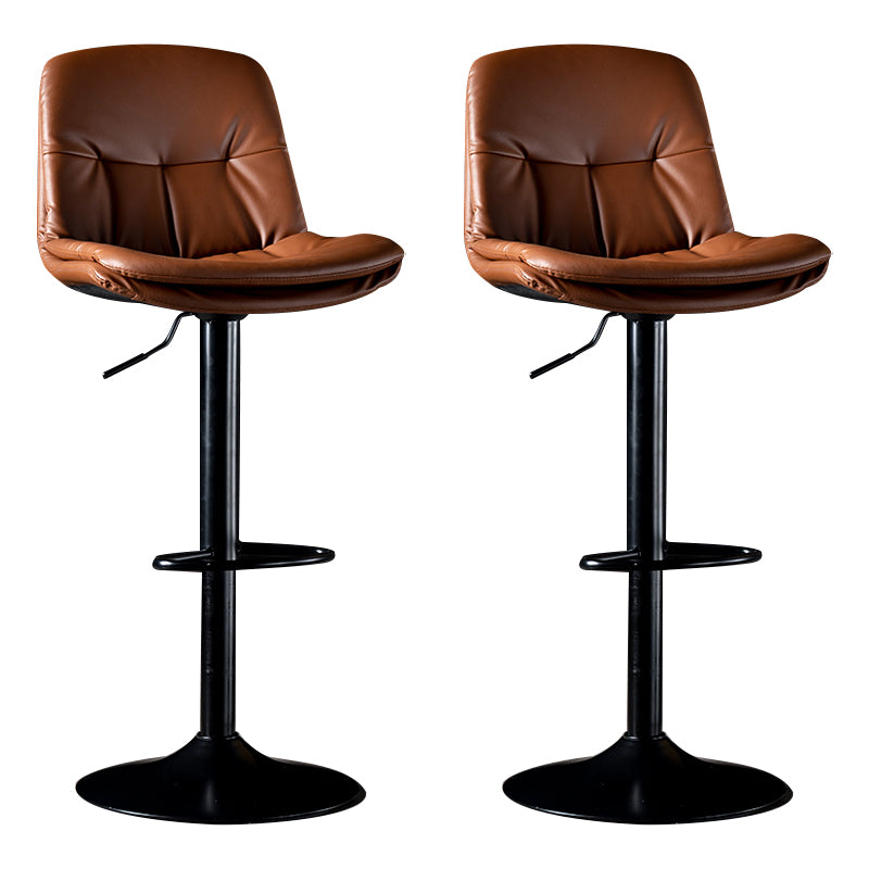 Iron Footrest Bar Stool Low Back Indoor Modern Adjustable Counter-height Stool