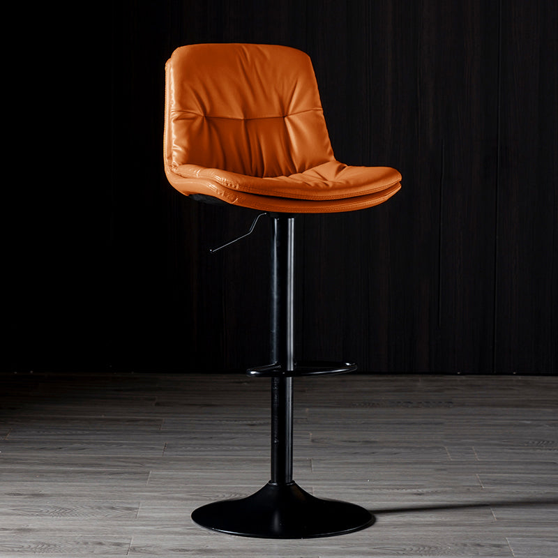 Iron Footrest Bar Stool Low Back Indoor Modern Adjustable Counter-height Stool