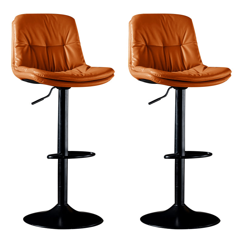 Iron Footrest Bar Stool Low Back Indoor Modern Adjustable Counter-height Stool