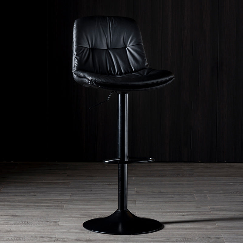 Iron Footrest Bar Stool Low Back Indoor Modern Adjustable Counter-height Stool