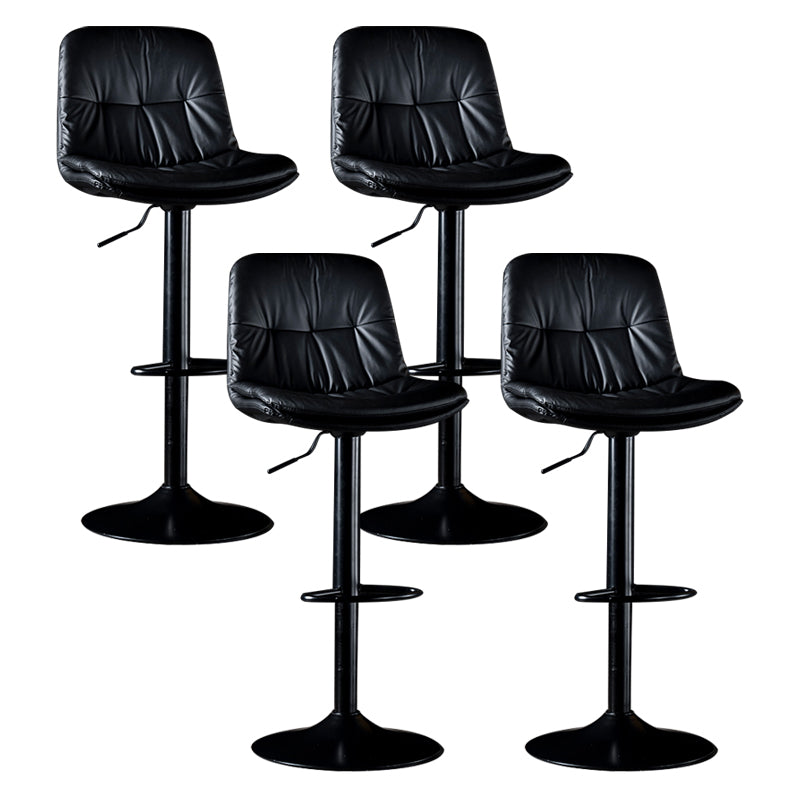 Iron Footrest Bar Stool Low Back Indoor Modern Adjustable Counter-height Stool