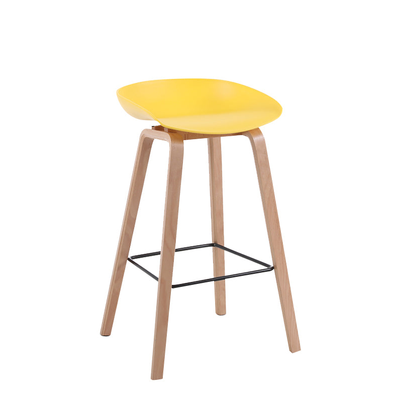 Taburete de bar sin brazos con respaldo moderno, taburete de bar de madera para el hogar con asiento de plástico
