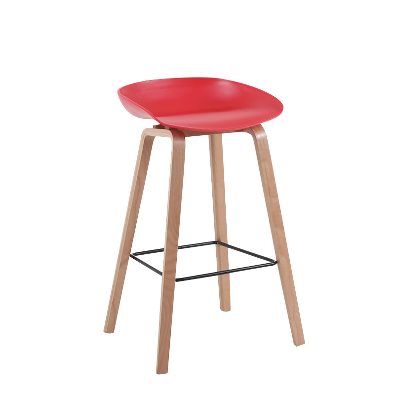 Taburete de bar sin brazos con respaldo moderno, taburete de bar de madera para el hogar con asiento de plástico