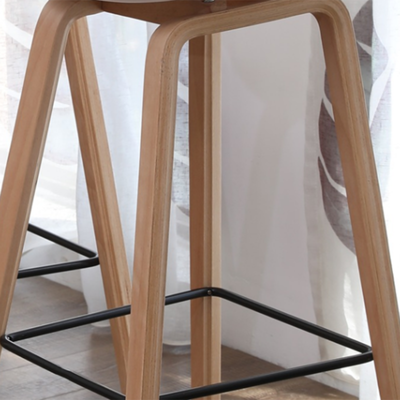 Taburete de bar sin brazos con respaldo moderno, taburete de bar de madera para el hogar con asiento de plástico