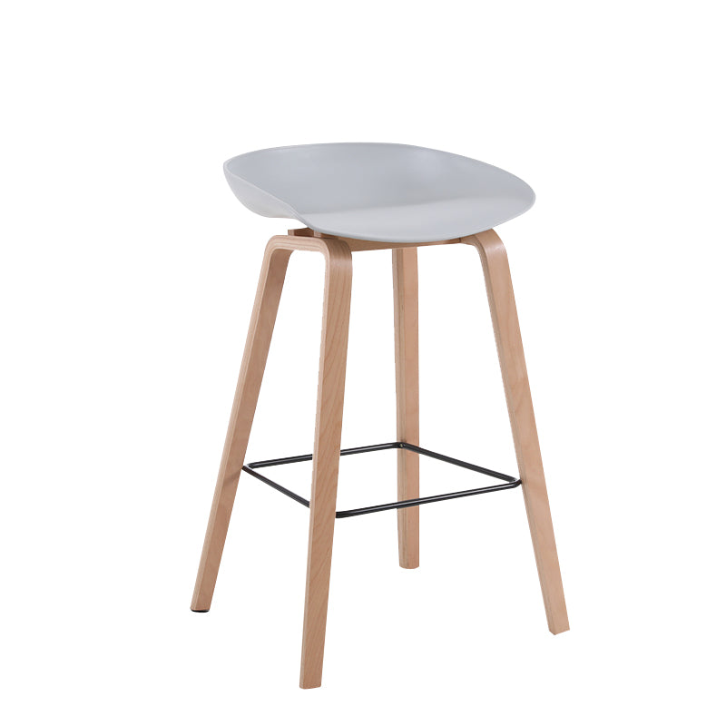 Taburete de bar sin brazos con respaldo moderno, taburete de bar de madera para el hogar con asiento de plástico