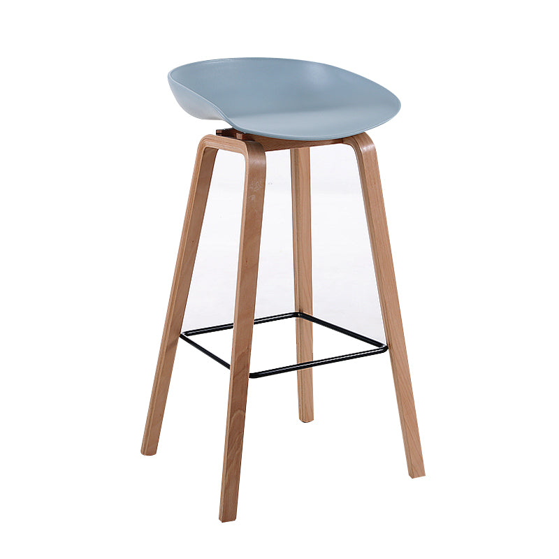 Taburete de bar sin brazos con respaldo moderno, taburete de bar de madera para el hogar con asiento de plástico