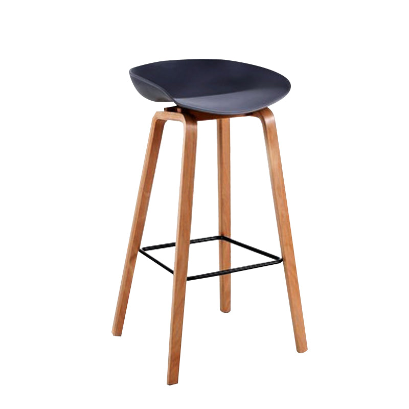 Taburete de bar sin brazos con respaldo moderno, taburete de bar de madera para el hogar con asiento de plástico