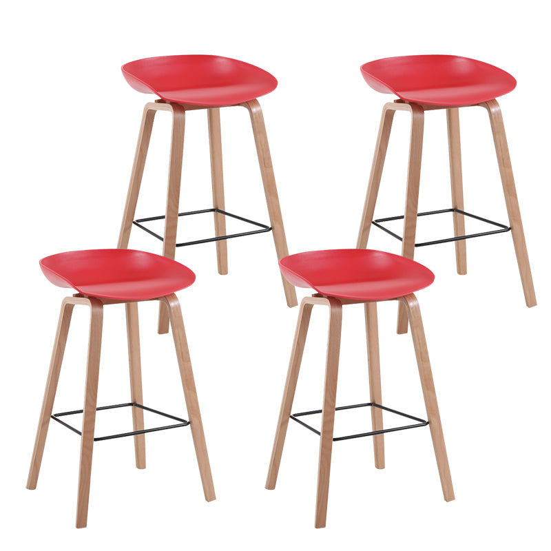 Taburete de bar sin brazos con respaldo moderno, taburete de bar de madera para el hogar con asiento de plástico