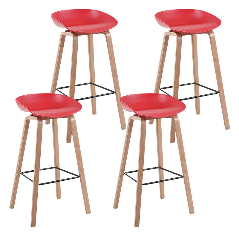 Taburete de bar sin brazos con respaldo moderno, taburete de bar de madera para el hogar con asiento de plástico